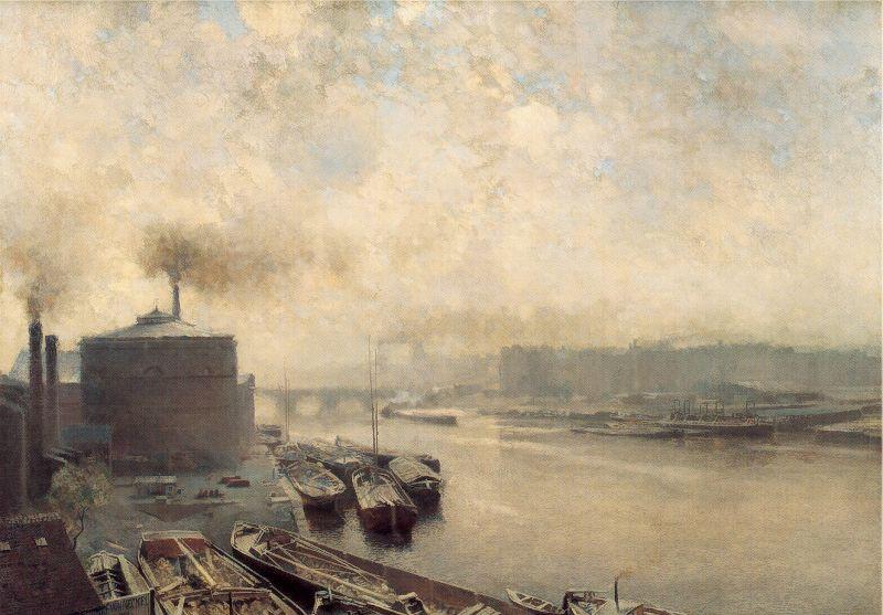 Meckel, Adolf von British Gas Works on the River Spree oil painting picture
